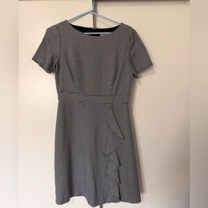 Eliza J Black and White Houndstooth Midi Dress